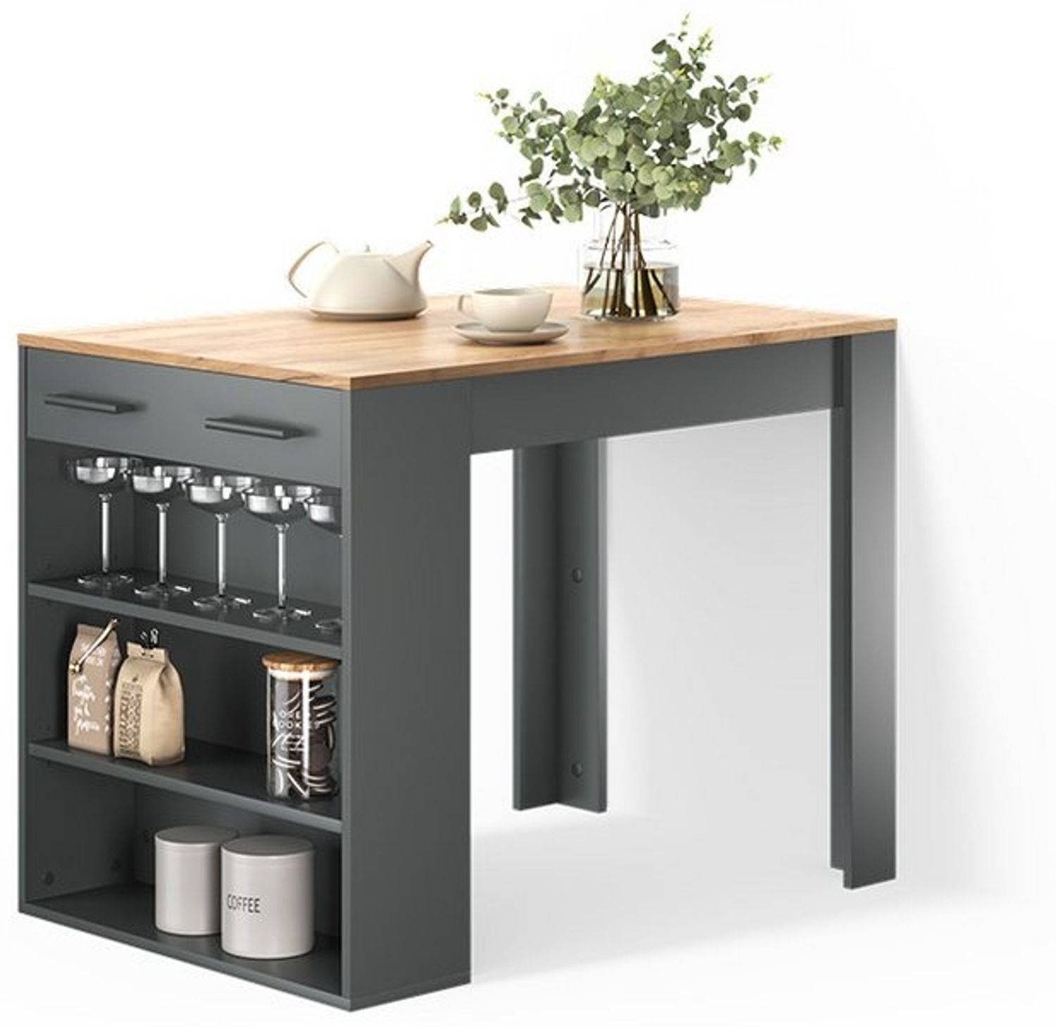 Livinity® Bartisch Regusa, Anthrazit/Goldkraft Eiche/Goldkraft Eiche, 67x100 cm (1-St) Bild 1