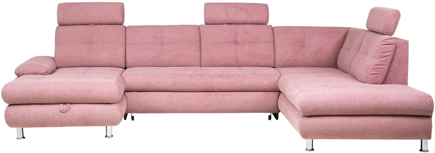Wohnlandschaft Alba von ED Exciting Design mit Schlaffunktion & Bettkasten – U-Form Sofa aus hochwertigem Brego-Stoff Bild 1