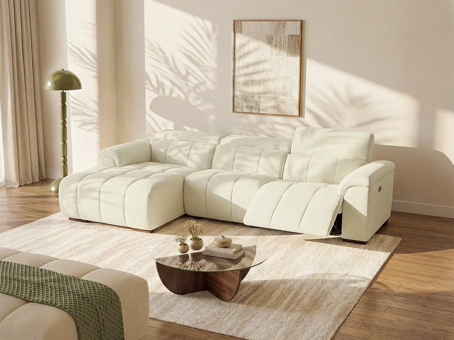 Vente-unique - MOLPICA Sofa Stoff Beige - B 168 cm x H 92 cm x L 278 cm Bild 1