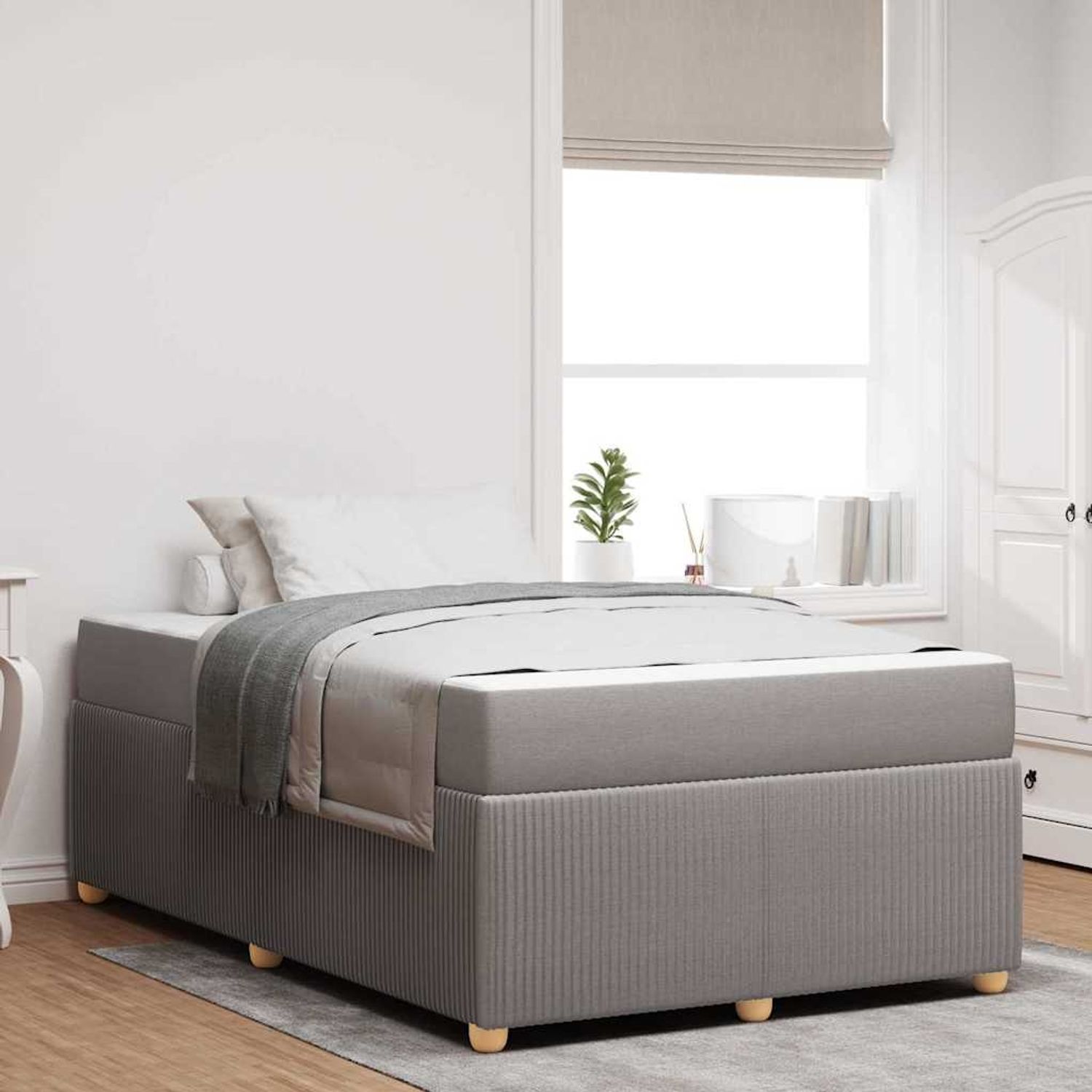 vidaXL Bettrahmen mit Matratze Taupe 120 x 200 cm Stoff 3398383 Bild 1