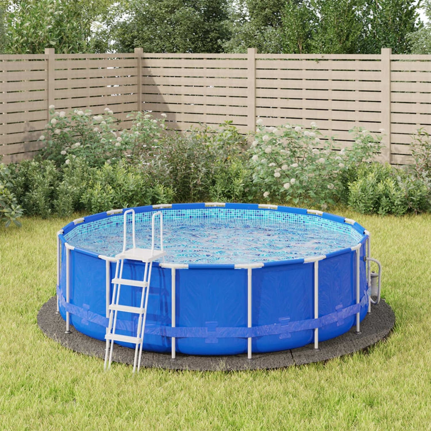 vidaXL Pool-Bodentuch, Hellgrau, 150 gr/m² Polyester, Ø 366 cm Bild 1