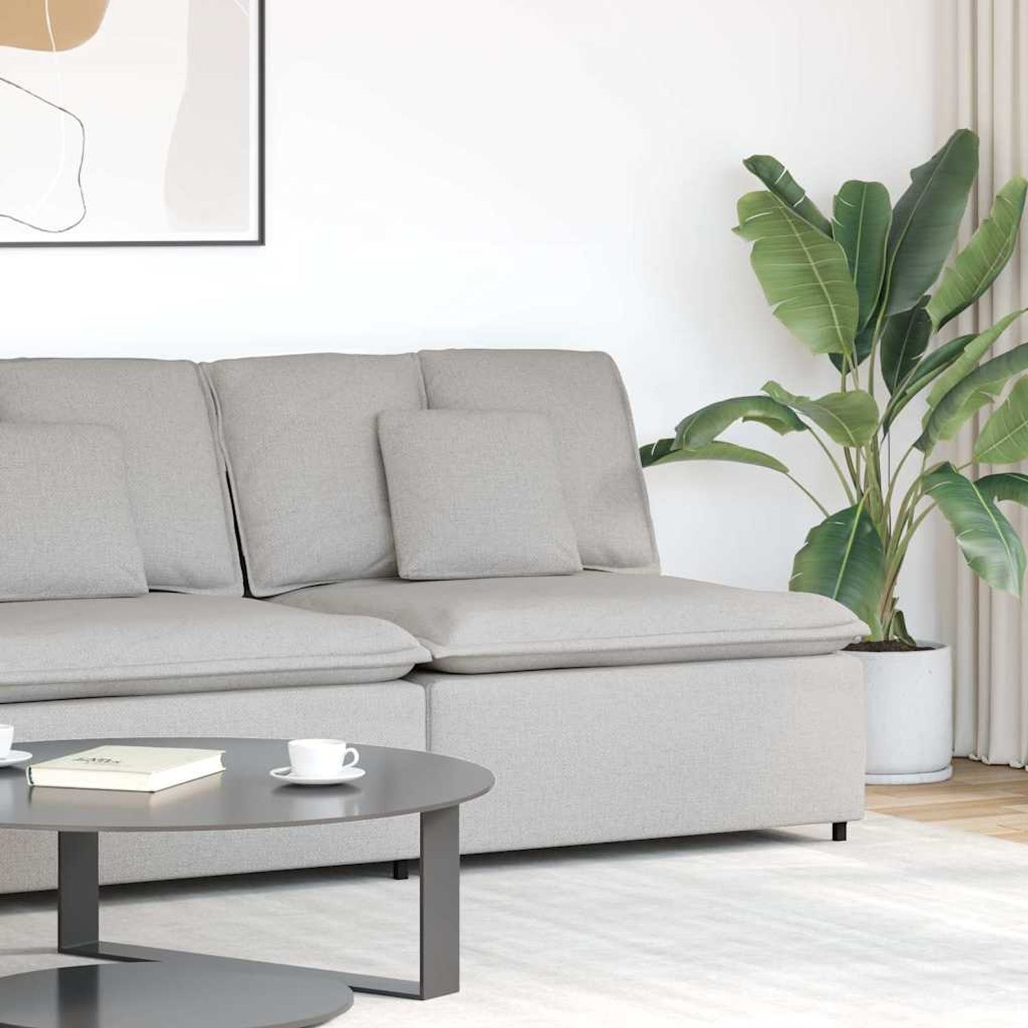 vidaXL Modulares Sofa Mittelmodul mit Kissen Wolkengrau 100 cm 4104426 Bild 1