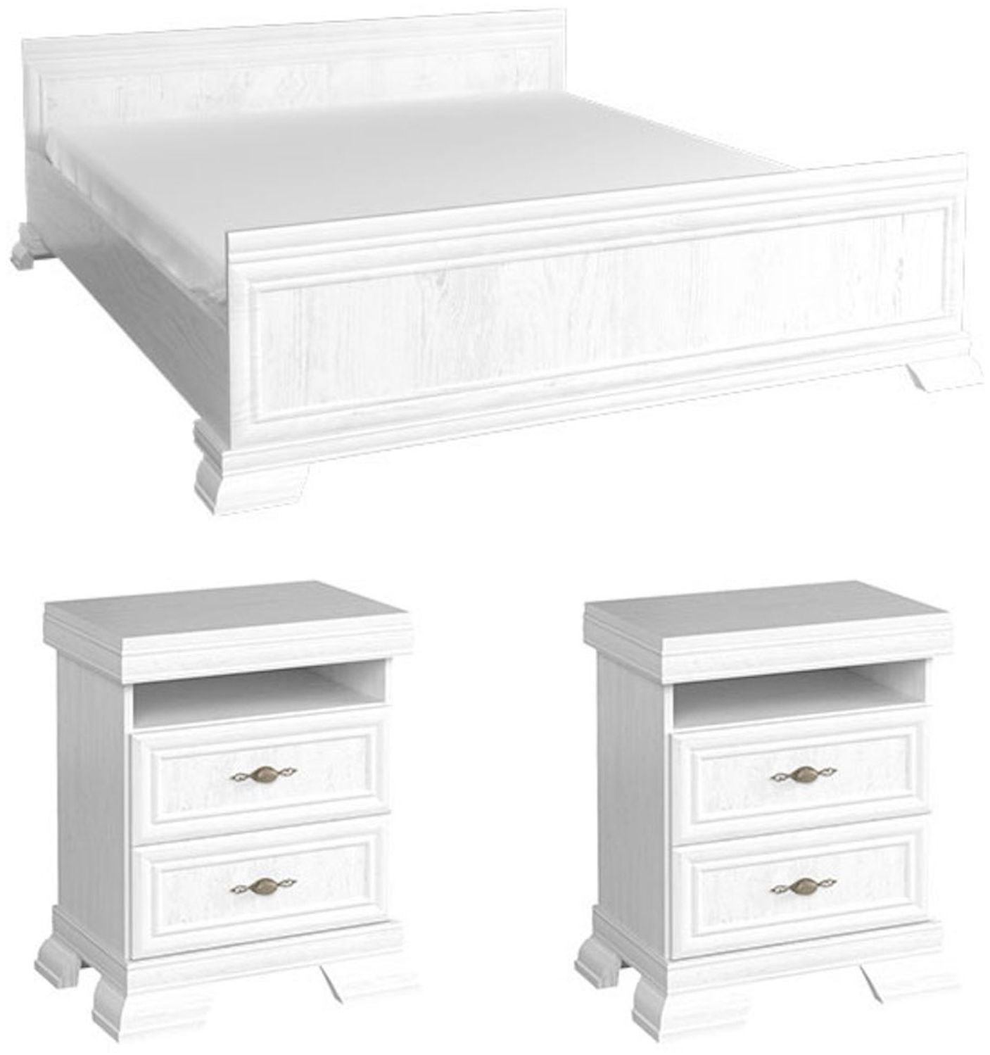 Bettanlage Kora 5-tlg Doppelbett Nachttische 180x200cm mit Lattenrost andersen pinie rustikal Bild 1
