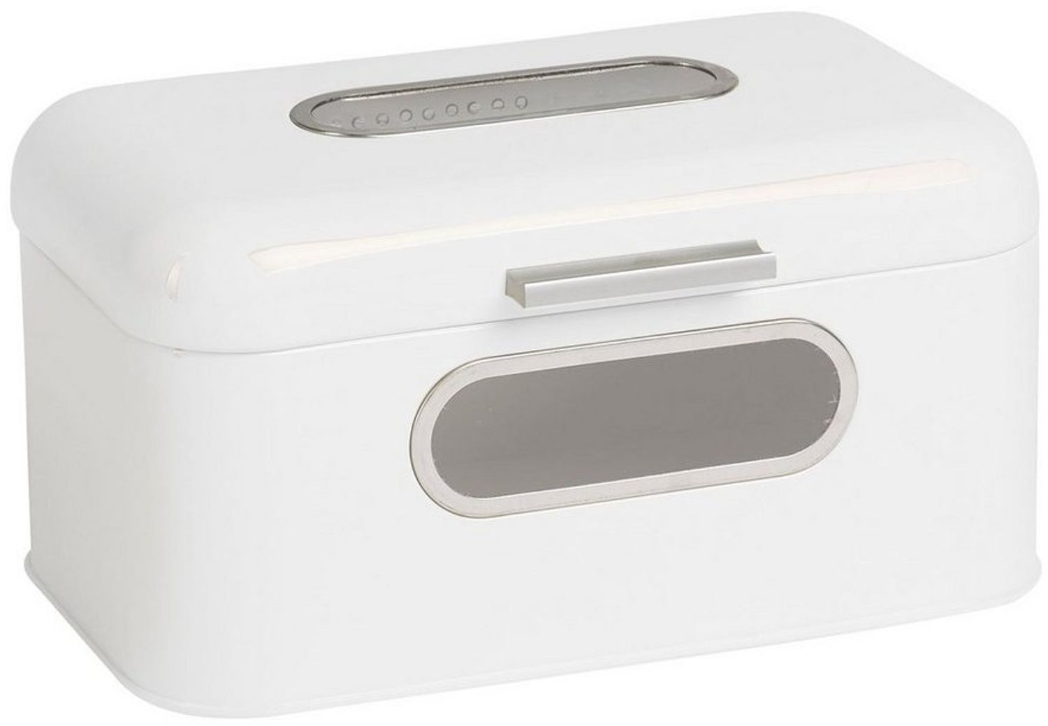 Echtwerk Brotkasten, Retro-Brotbox aus Metall mit Sichtfenster, Platzsparende Aufbewahrungsbox, Brotkorb mit Deckel, “weiß“, 30 x 20 x 16. 5 cm Bild 1
