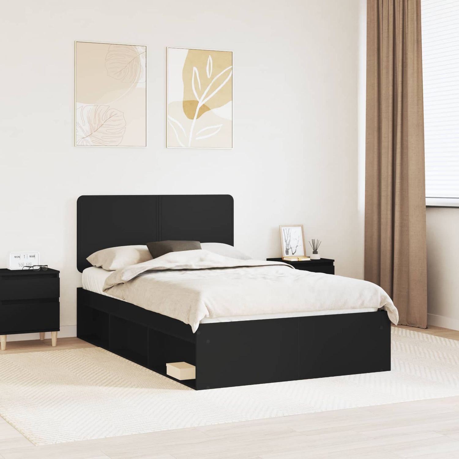 vidaXL Bettrahmen Schwarz 120 x 190 cm Massives Kiefernholz 3412516 Bild 1