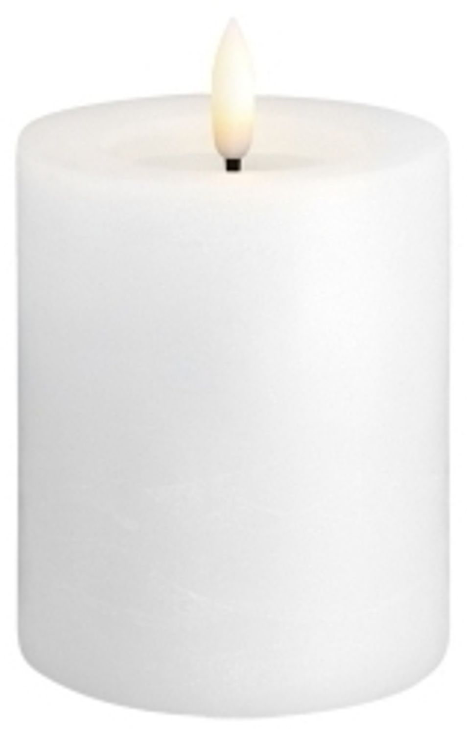 Moods & More LED-Rustik-Blockkerze in Weiß mit Schmelzeffekt – Ø 7 4 cm x H 10 cm Bild 1