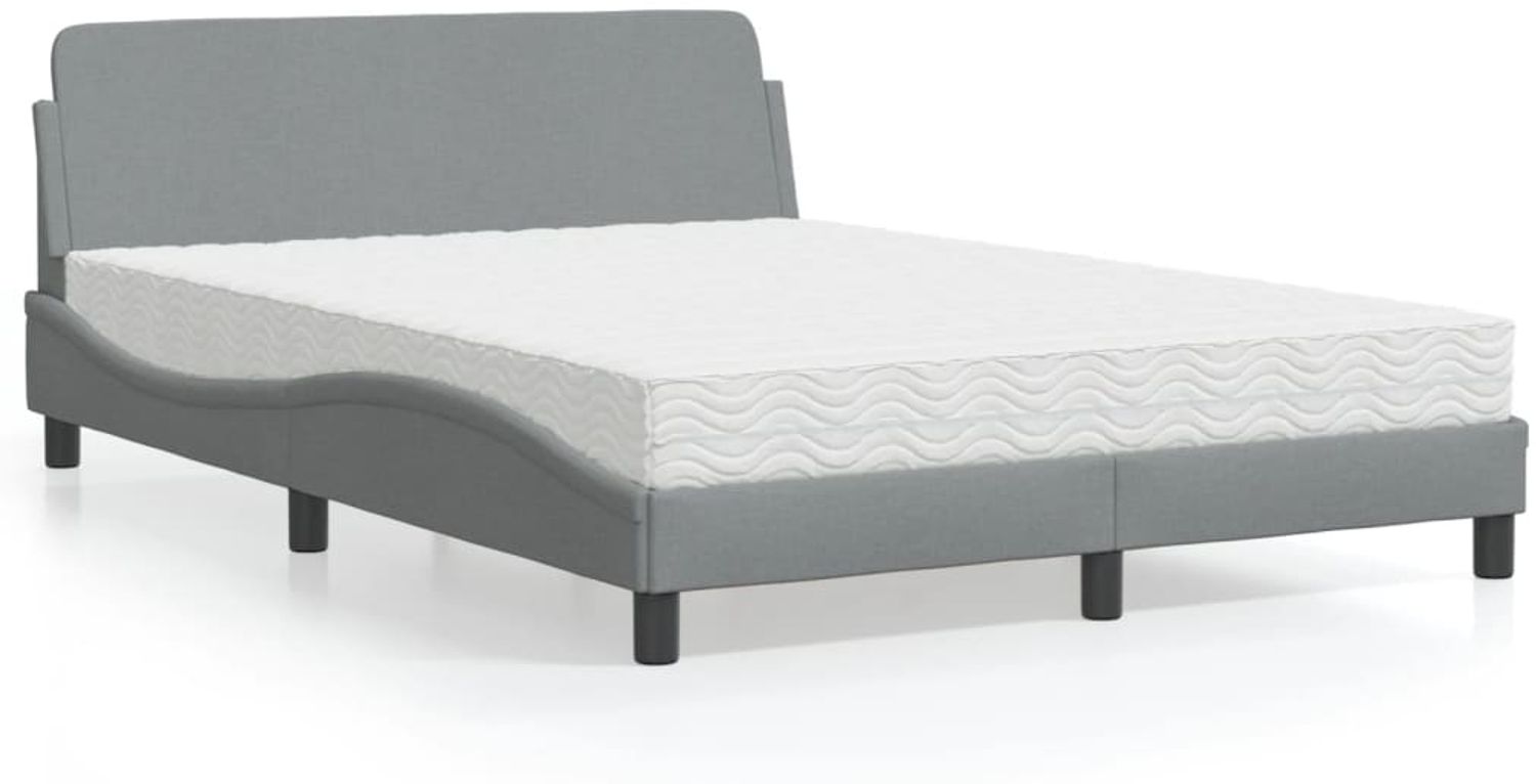 vidaXL Bett mit Matratze "Dover" Hellgrau 120x200 cm Stoff 3208364 Bild 1