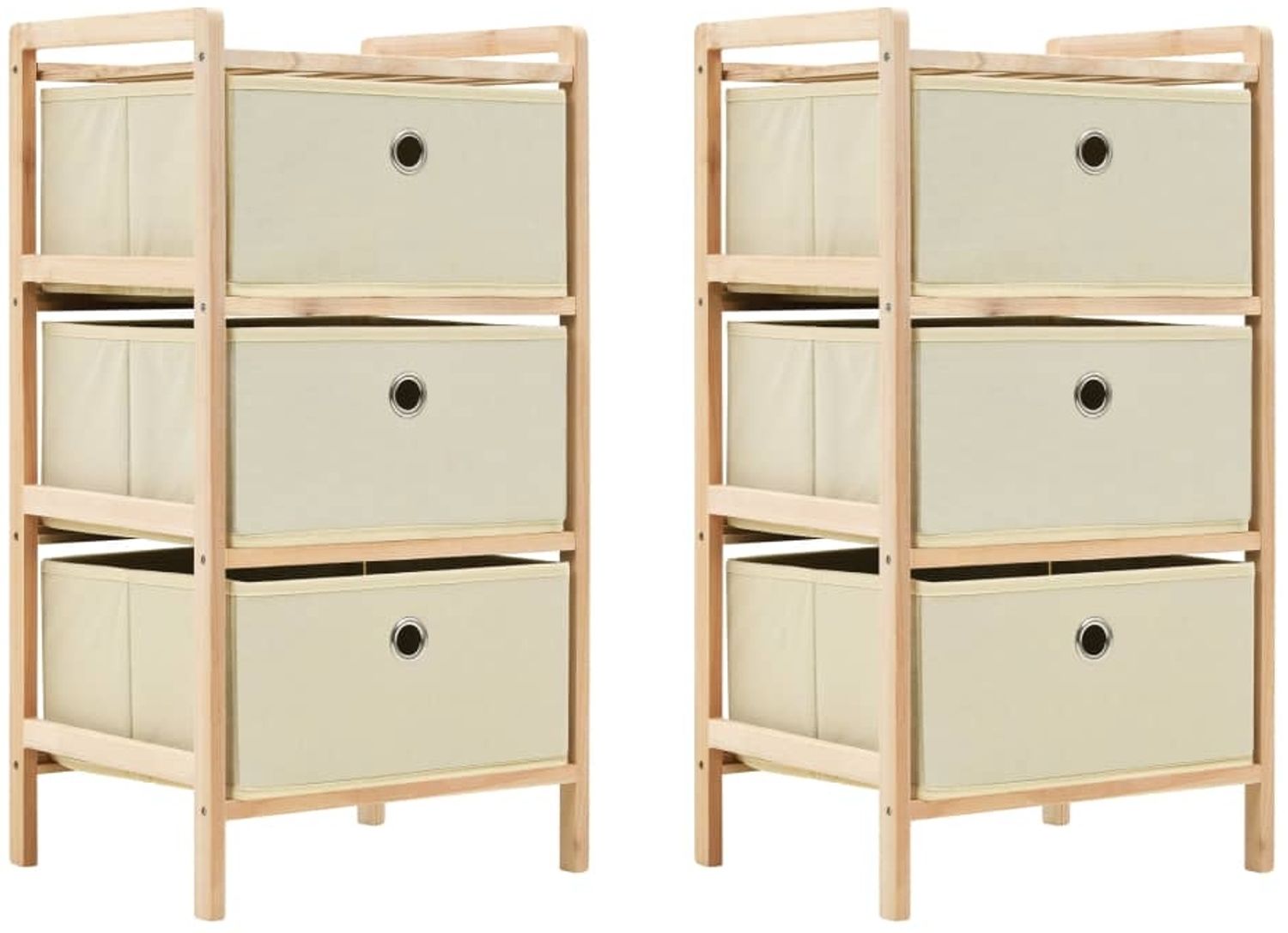 vidaXL Korb-Kommoden 2 Stk. mit 3 Stoffkörben Zedernholz Beige 276231 Bild 1