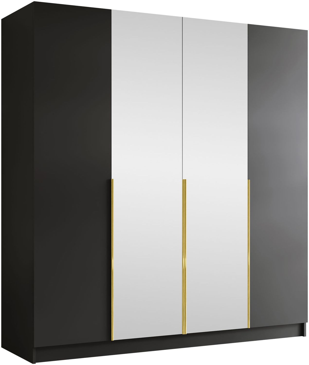 Mirjan24 'Salkor' Drehtürenschrank mit 4 Türen, Laminatplatte, 215 x 58 x 200 cm, Schwarz / Gold, mit Spiegel Bild 1