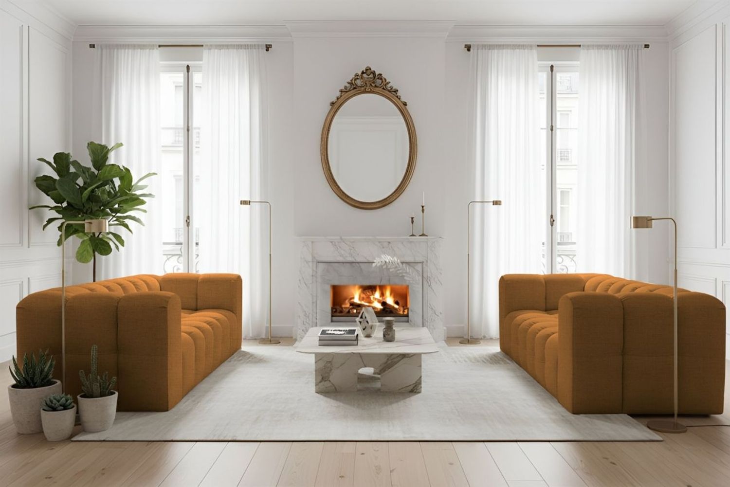 Sofaset Designersofa SOLVIE 4-4 in Stoff Moly Orange Bild 1