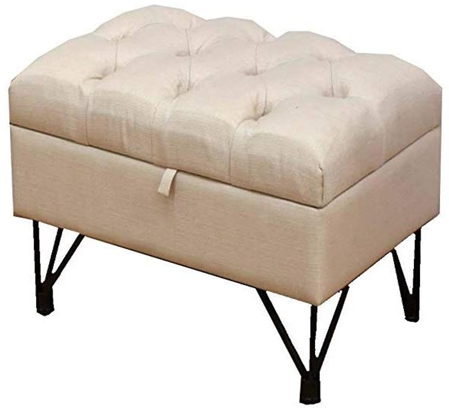 DRW Fußstütze aus Kunstleder, Beige, 50 x 45 x 40 cm Bild 1