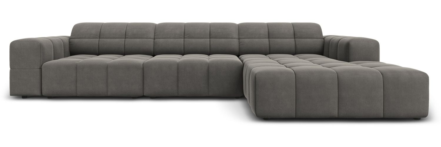 Micadoni Ecksofa Jennifer 4-Sitzer Rechts Samt Hellgrau Bild 1