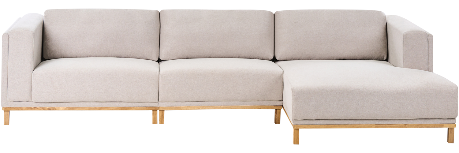 Ecksofa 5-Sitzer VENG Stoff Hellbeige linksseitig Bild 1