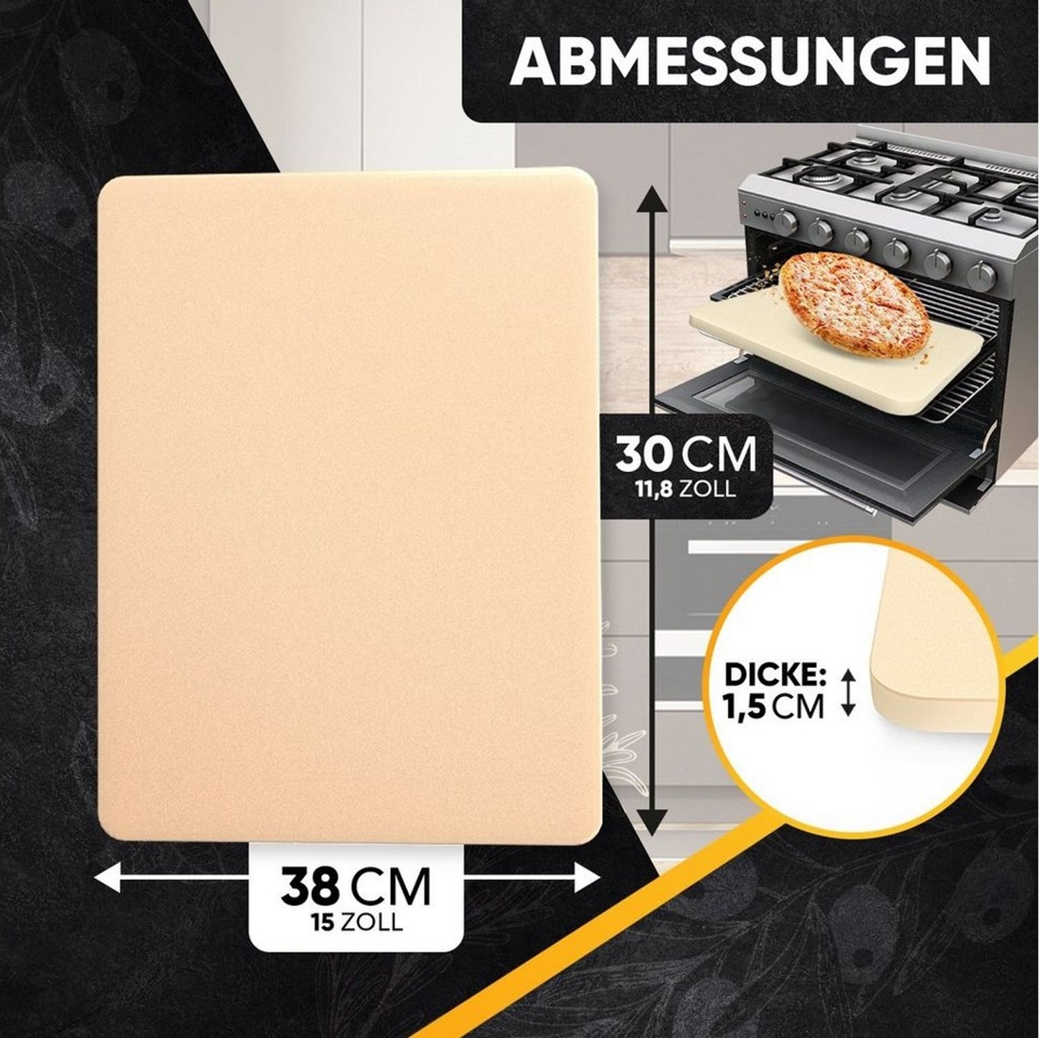 Loco Bird Pizzastein Backstein für Backofen & Gasgrill, Cordierit, (1-St), rechteckig aus Cordierit für knusprigen Pizzaboden wie vom Italiener Bild 1
