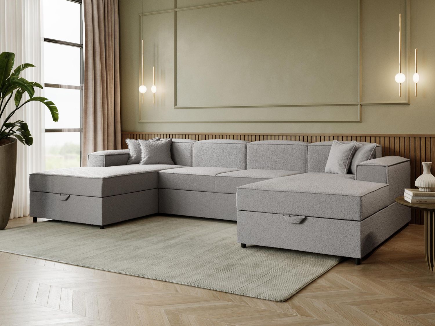 Wohnlandschaft Sokoz U Boucle (Farbe: Coral 75) Bild 1