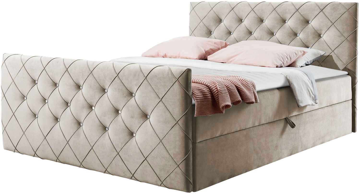 Boxspringbett Utren, Beige, 160x200 cm Bild 1