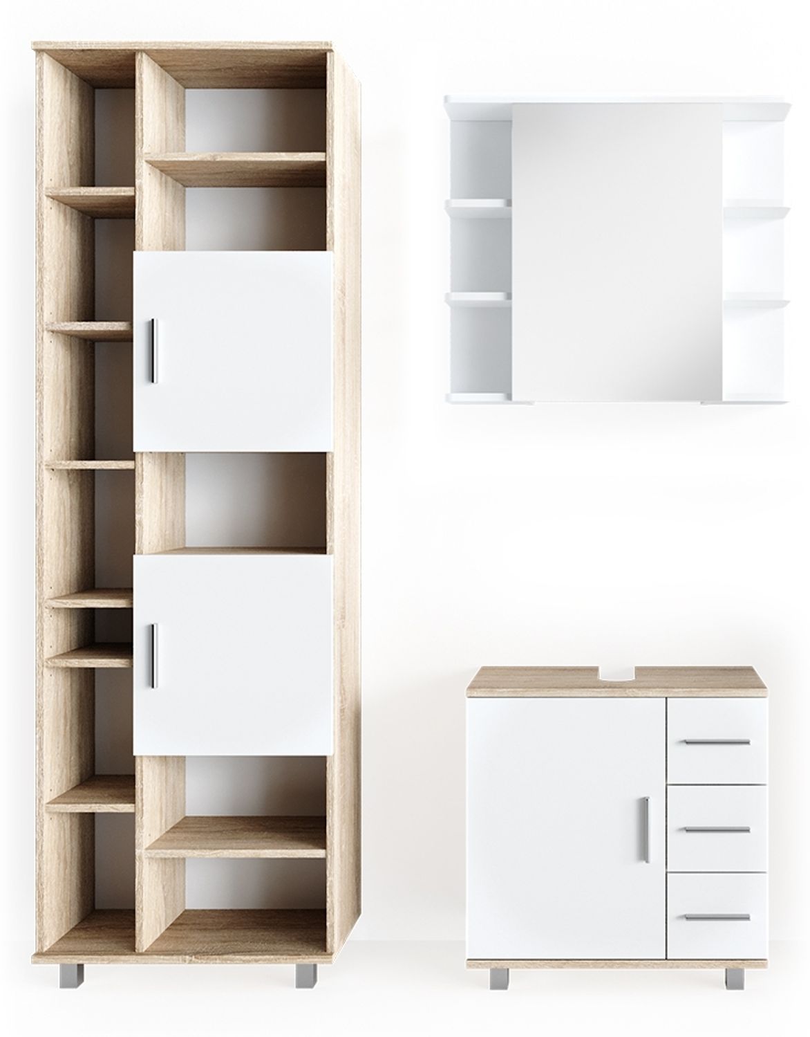 Badmöbel-Set Ilias Sonoma 3 Teile, mit Hochschrank Vicco Bild 1