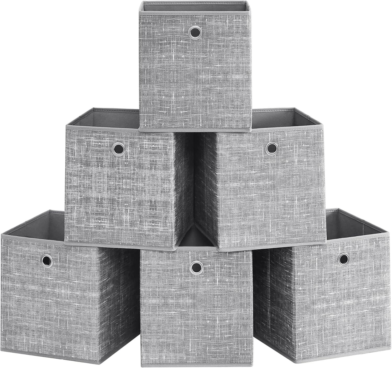 SONGMICS Aufbewahrungsbox, 6er Set, Ordnungsboxen aus Vliesstoff mit Griff, Boxen Aufbewahrung, 26 x 26 x 28 cm, Organizer Box, für Würfelregal, Faltbox, Kleideraufbewahrung Bild 1