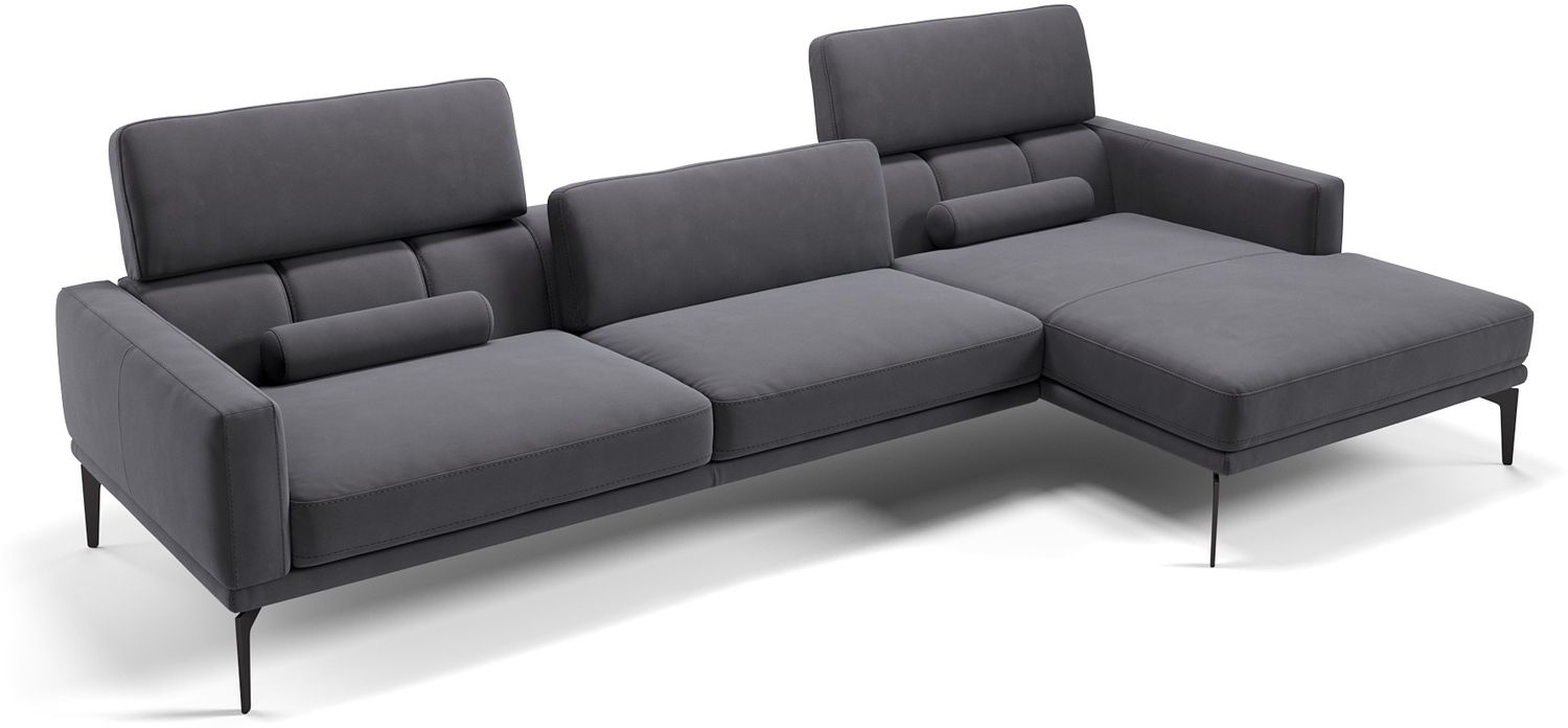 Sofanella Eckcouch SALERNO Stoffbezug Eckgarnitur Ecksofa in Dunkelgrau XL: 308 x 157 Breite x 97 Tiefe Bild 1