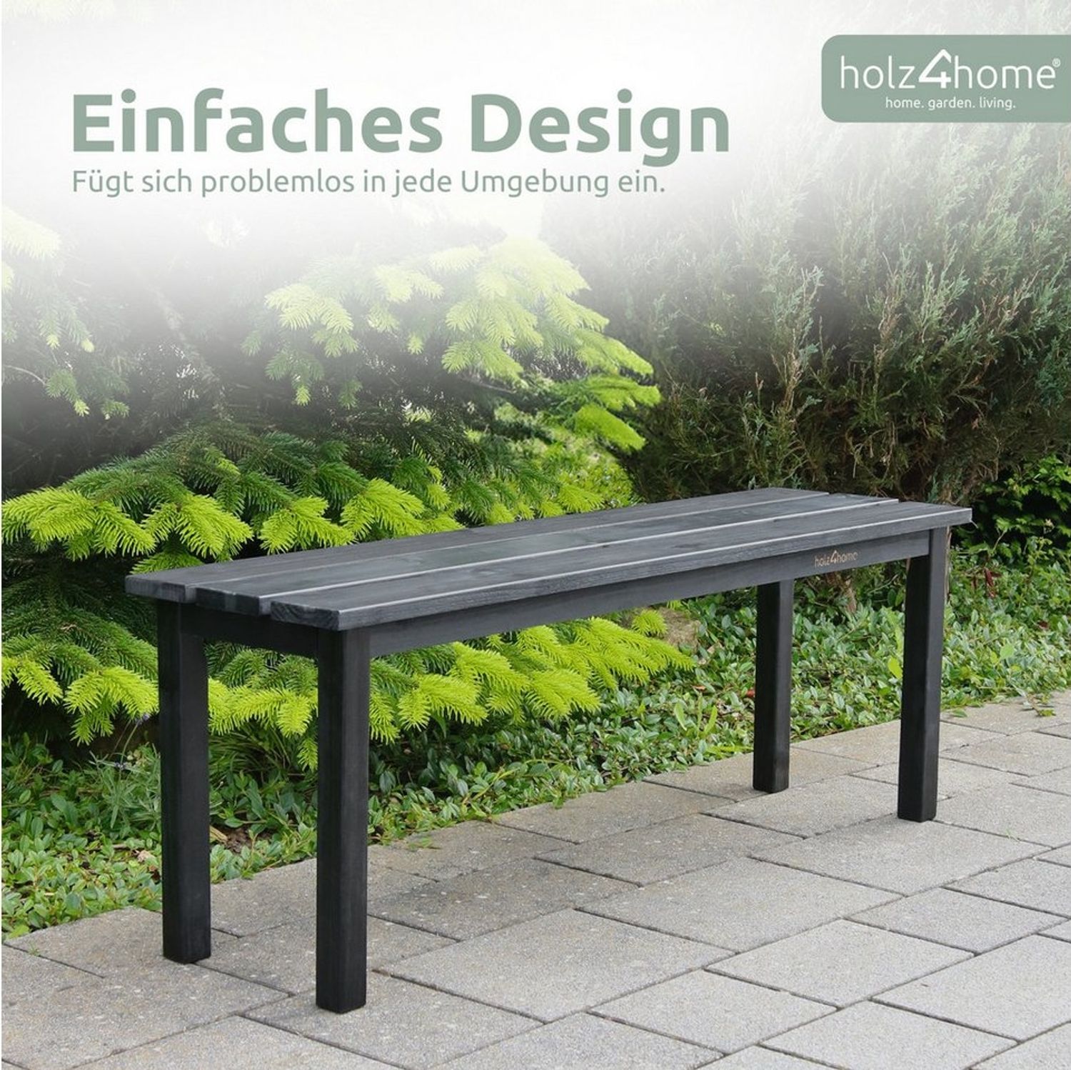 Holzbank für den Garten - Fichte - Schwarz Bild 1