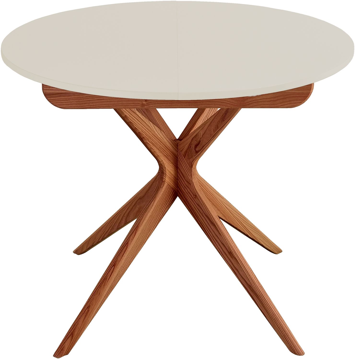 Ragaba runder ausziehbarer Esstisch, MDF & Massives Eschenholz, Ø 90 cm, Perl Weiß Bild 1