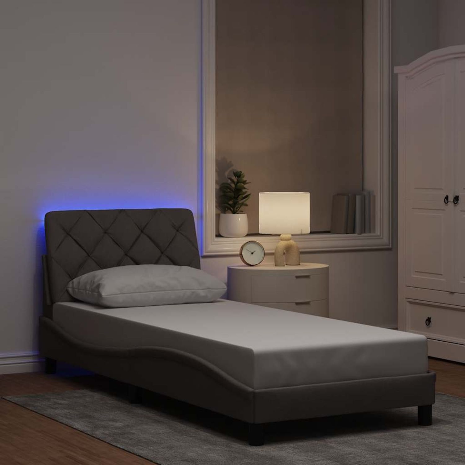 vidaXL Bettgestell mit LED ohne Matratze Taupe 80x200 cm Stoff 3310633 Bild 1