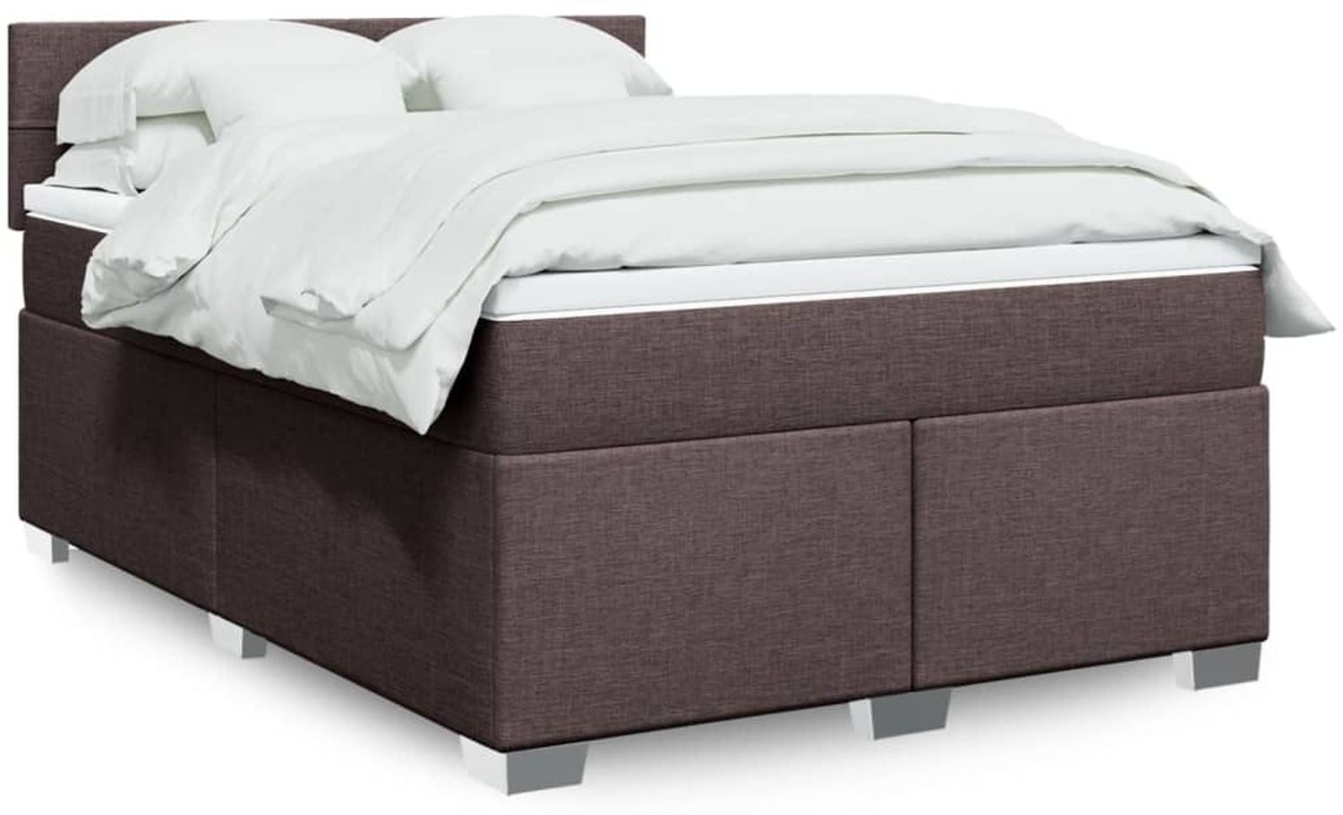 Boxspringbett mit Matratze, Stoff, Viereckige, grauer Fuß, Dunkelbraun, 140x200 cm, true Bild 1