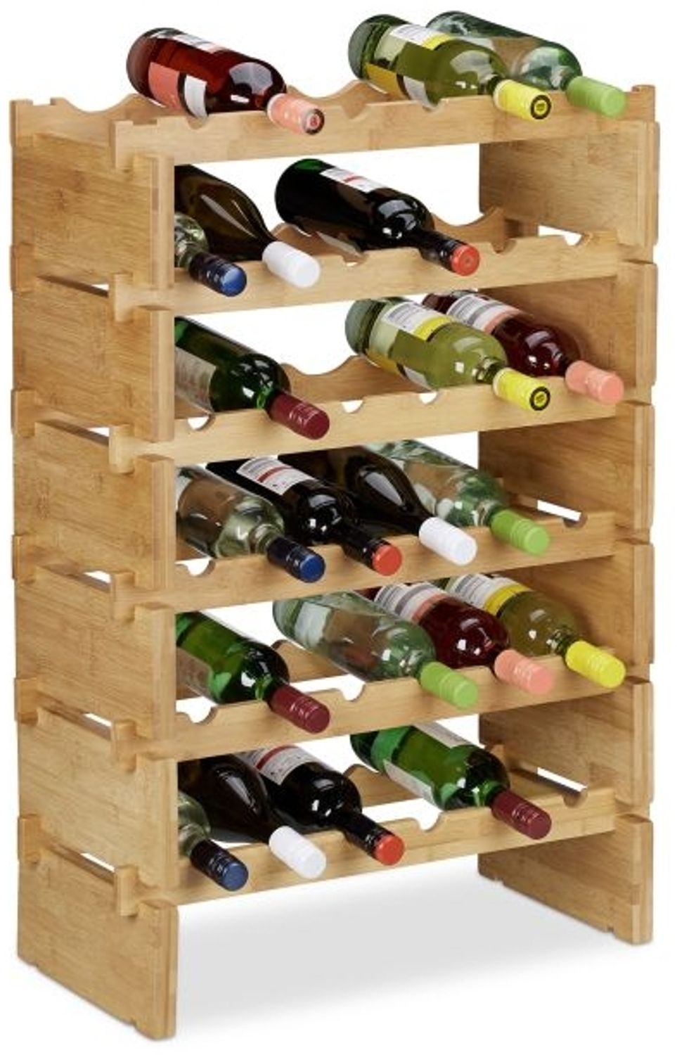 Relaxdays Stapelbares Weinregal aus Bambus Bild 1