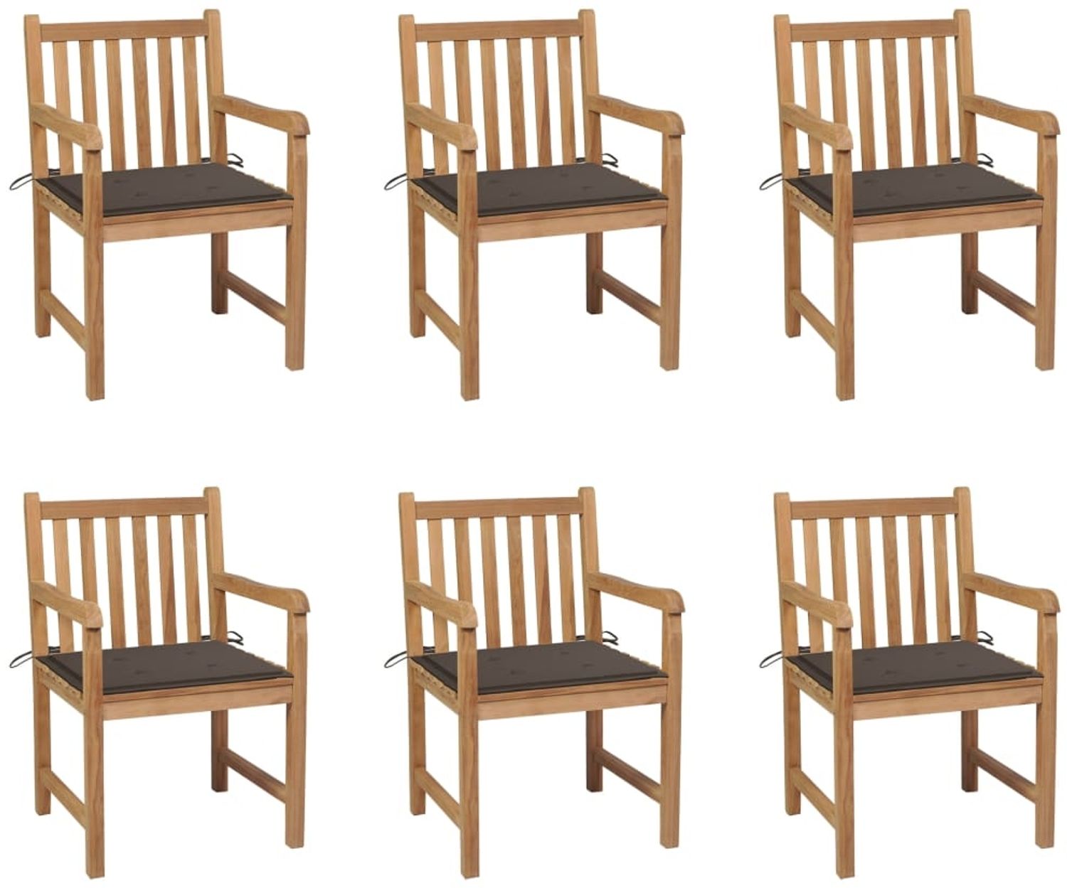 vidaXL Gartenstühle 6 Stk. mit Taupe Kissen Massivholz Teak 3073039 Bild 1