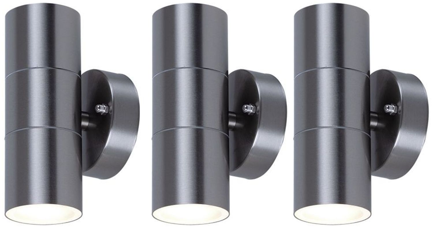3er Set Wandlampen aus Edelstahl und Glas für Außenbereich Bild 1