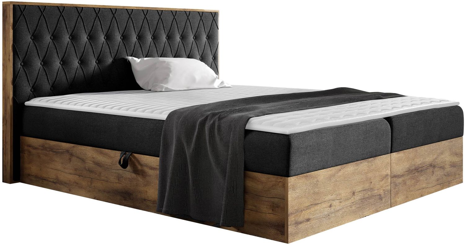 Boxspringbett Worik VI, Schwarz, 160x200 cm Bild 1