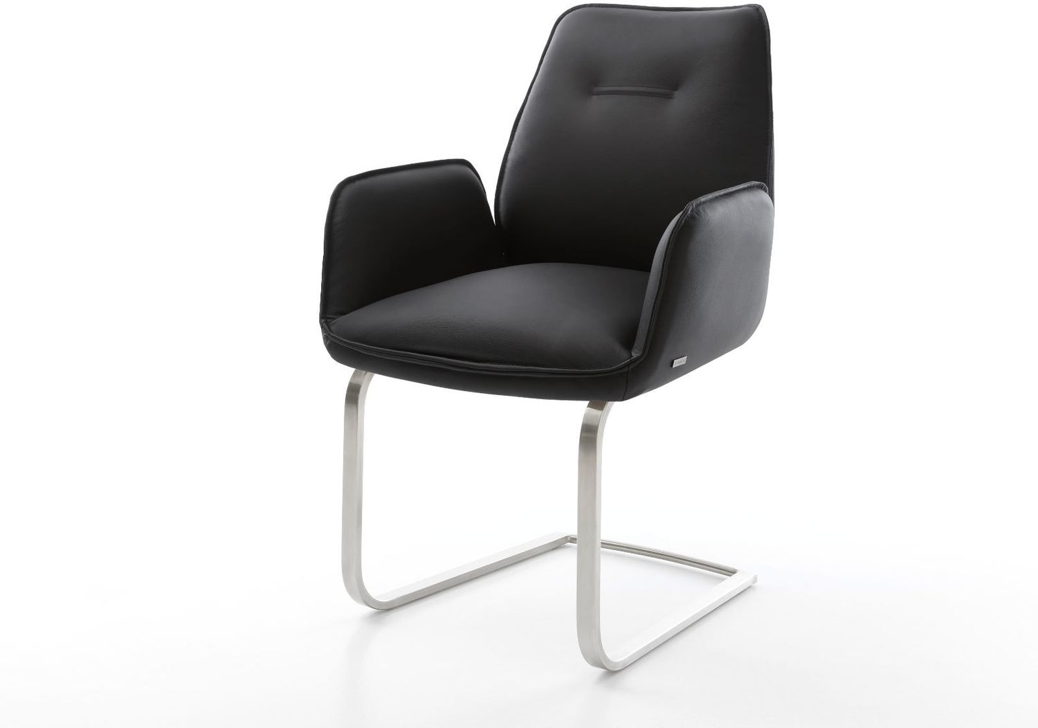 Freischwinger Zoa-Flex Echt-Leder Schwarz Freischwinger flach Edelstahl Taschenfederkern Bild 1