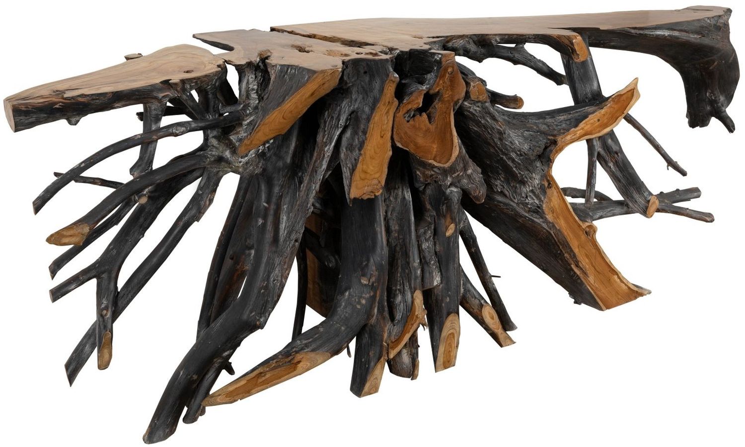 Konsolentisch Teak Wurzel verzweigt 250 x 50 x 80 natur lackiert UNIKA #180 Bild 1