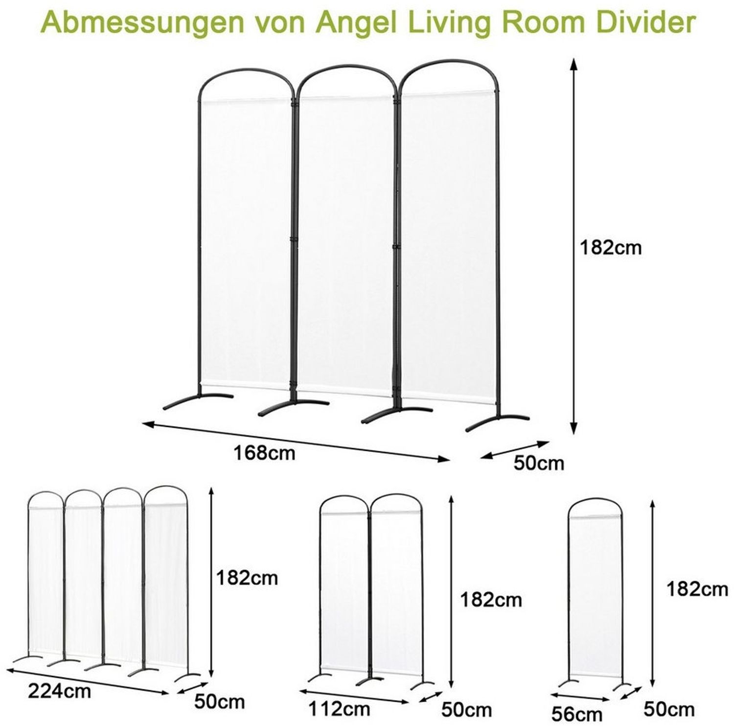 Angel Living Paravent 3-tlg. klappb. freisteh. Raumteiler/Sichtschutz f. Innen, Sichtschutz Faltbar mit Metallrahmen Polyester 168x182cm Bild 1