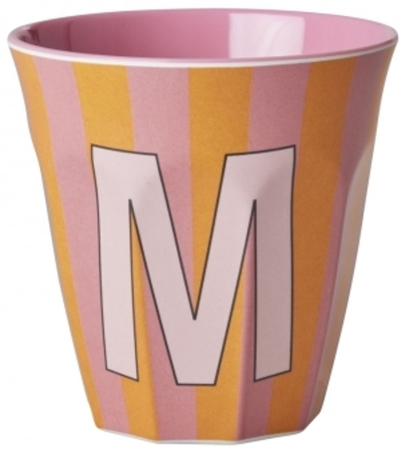 Rice Melamin Becher Buchstabe M / Streifen / Pink 250ml Bild 1