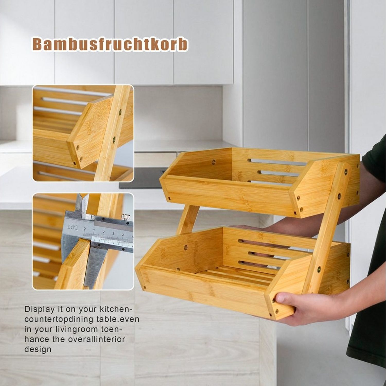 AdelDream Obstschale Bambus-Obstkorb,Servierkorb, Obstschale und Snack-Ausstellungsständer Bild 1