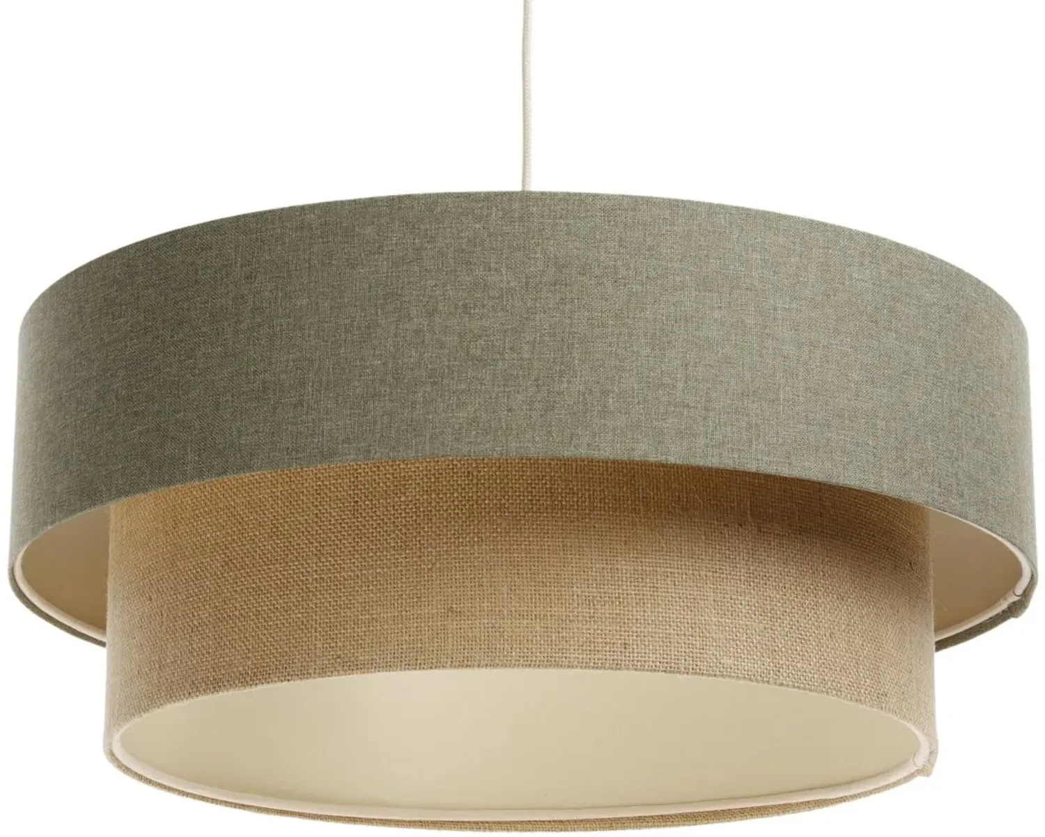 BPS Koncept 061-112-50 Hängeleuchte BOHO ELEGANT E27 1x40W Stoff strukturiert auf PVC-Kunststoff grau, beige H:91cm Ø50cm dimmbar Bild 1