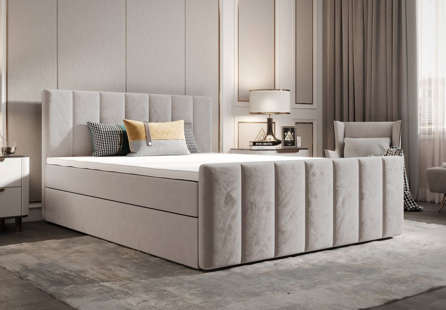 B&B Home 'Adelle' Boxspringbett, Creme, 200x200 cm Bild 1