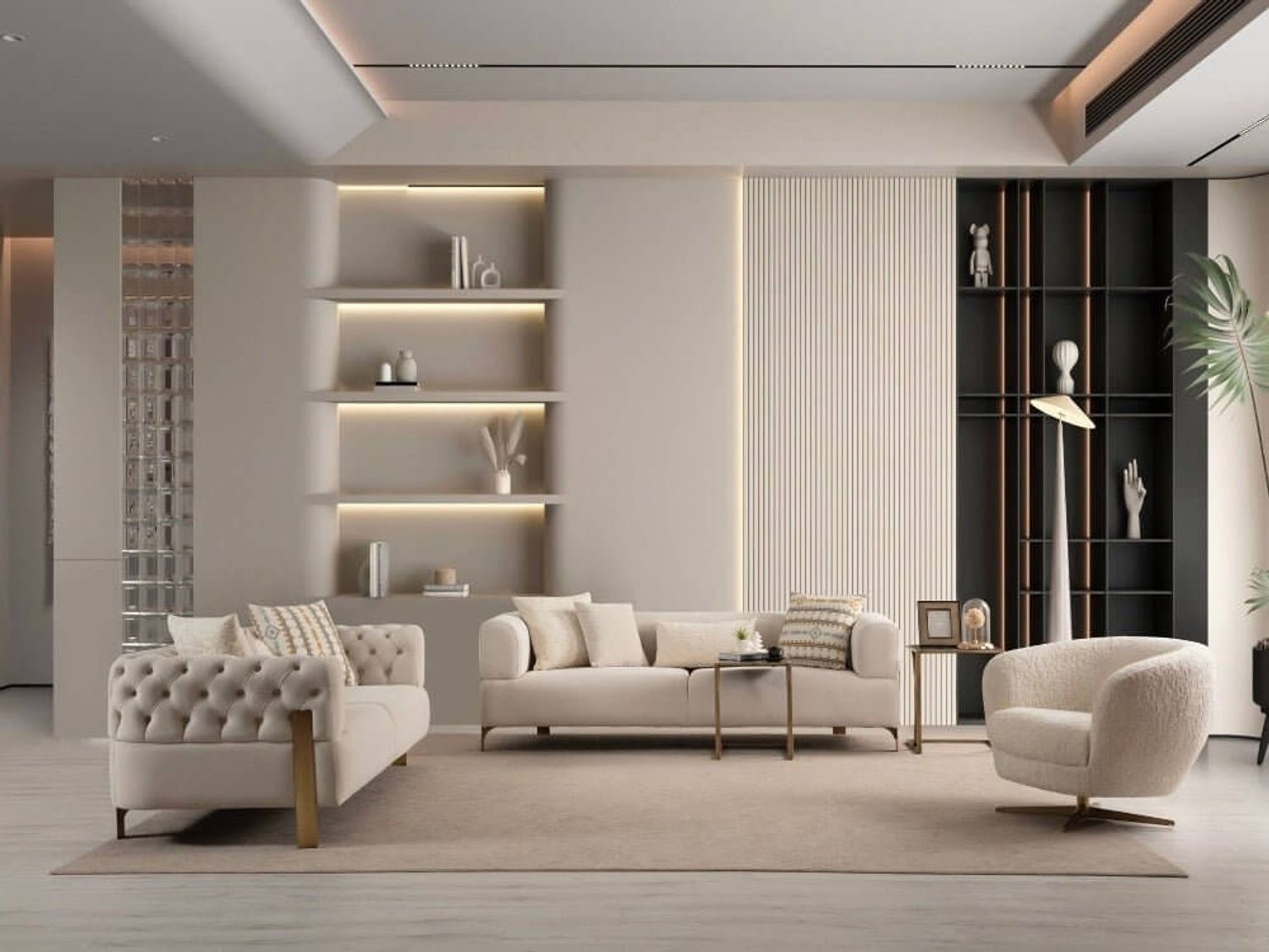 Sitzgruppe/Sofa Set - Wohnzimmergarnitur "Verbena" 3+3+1-Beige, 3x Sofa, 2x Sessel Bild 1