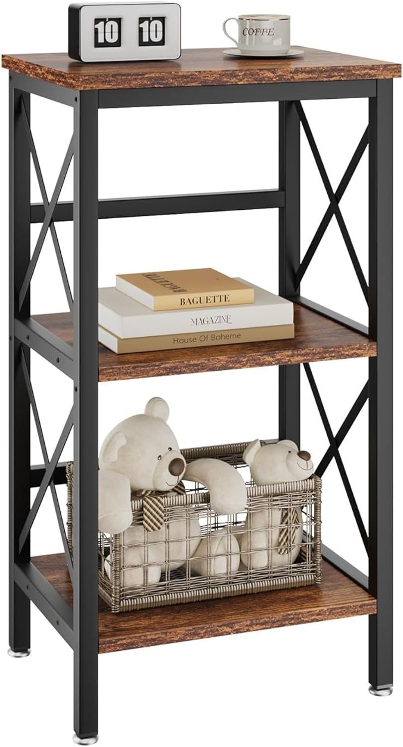 3-stufiges Standregal für Bücher, Küche und Aufbewahrung, 40 × 29 × 75 cm, Rustikales Braun Bild 1