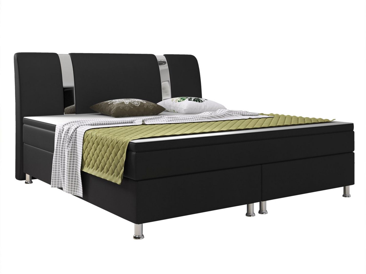 Boxspringbett Riva 180x200 cm Kunstleder Schwarz Bild 1