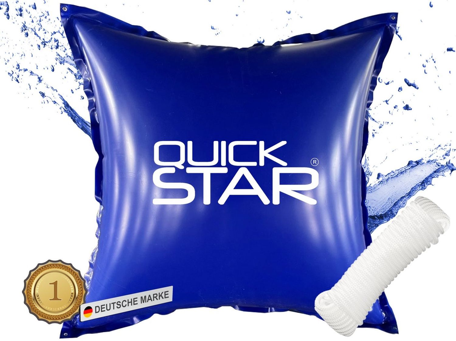 Quick Star Pool-Abdeckplane Poolkissen, PVC Winter Pool Luftkissen, 4 Seile & Reparaturset, 0,44 mm PVC, doppelt vernäht – widerstandsfähig bis -25 °C Bild 1