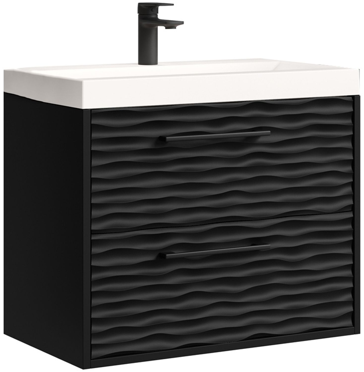 Badplaats Badmöbel Set mit Waschbecken und Unterschrank Etna 60 x 35 cm Schwarz Matt - Waschbeckenunterschrank mit Soft-Close und Waschbecken Bild 1