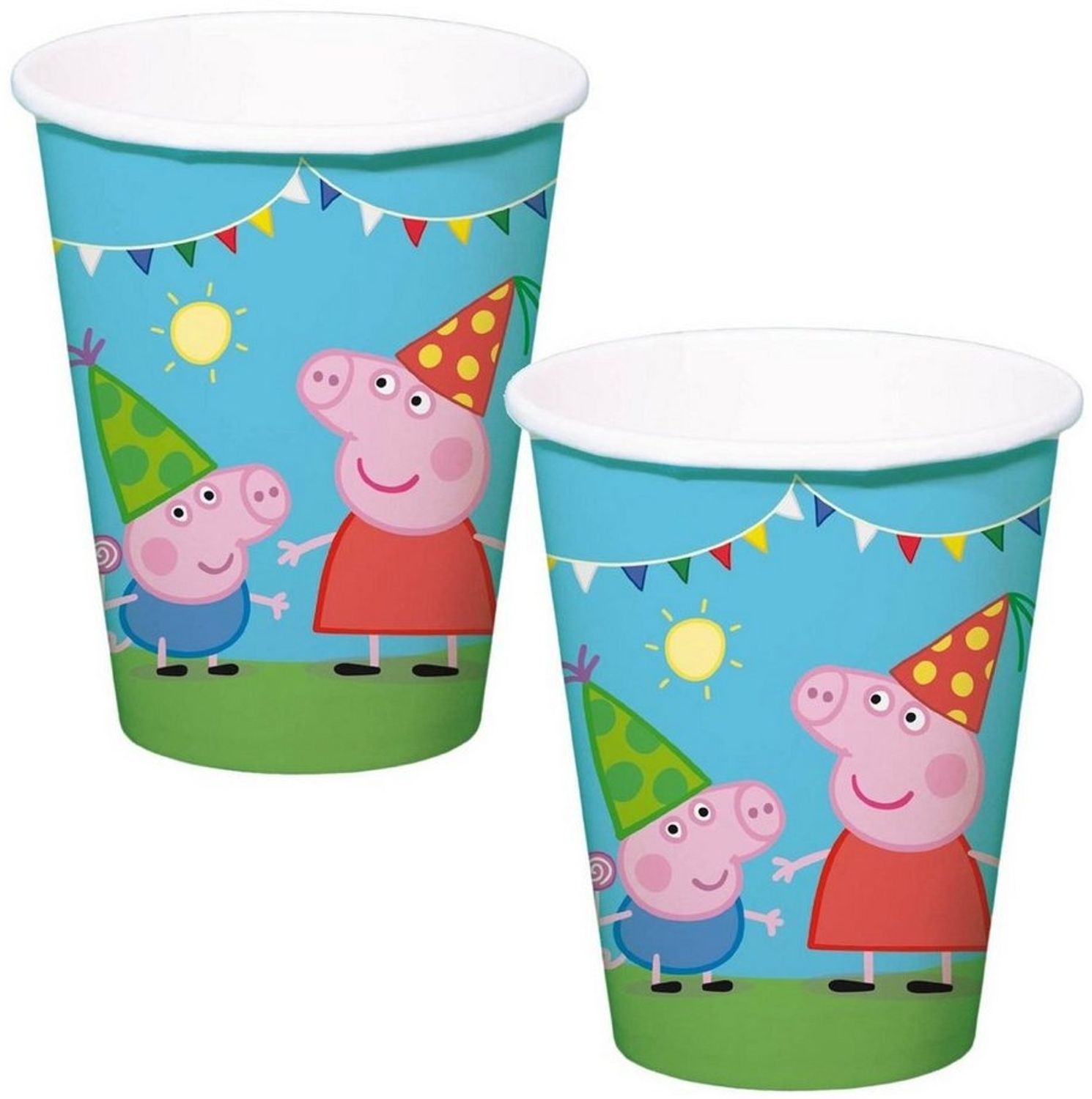Folat Einweggläser 8 Peppa Wutz Trinkbecher, Papier, Partydeko für Deine Peppa Wutz-Mottoparty zum Geburtstag! Bild 1
