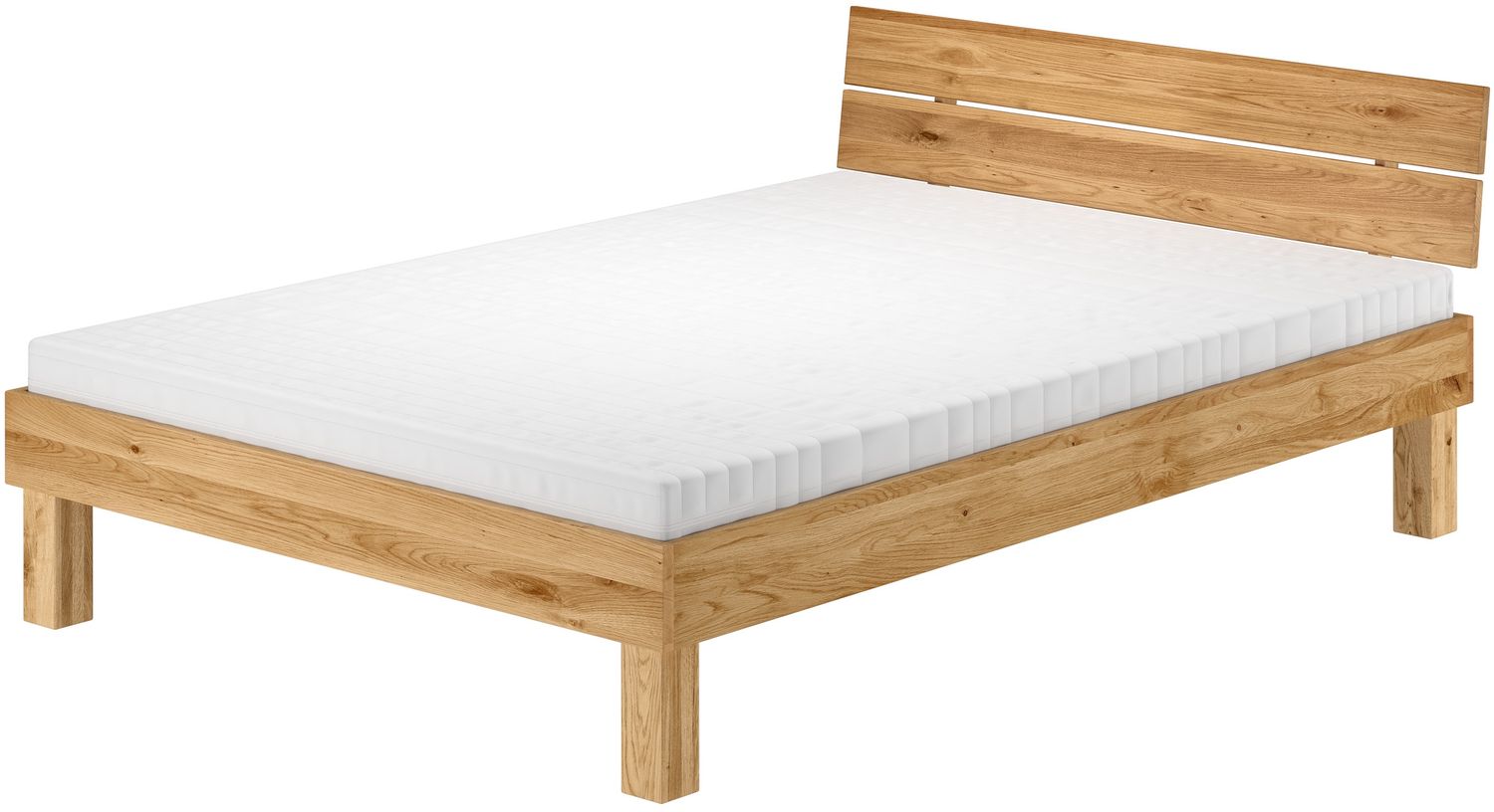 Zeitloses Ehebett Doppelbett Holzbett 160x200 Eiche massiv geölt V-60.88-16Rollrost und Matratze inkl. Bild 1