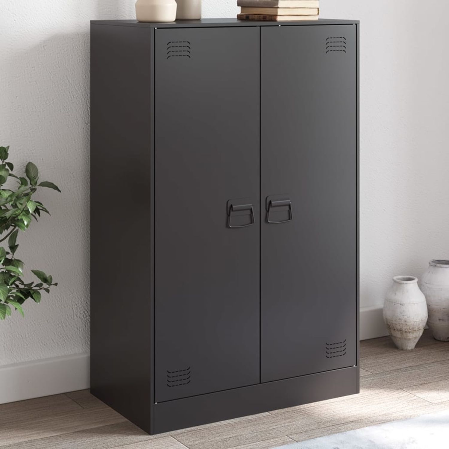 vidaXL Sideboard Schwarz 67x39x107 cm Stahl 841661 Bild 1