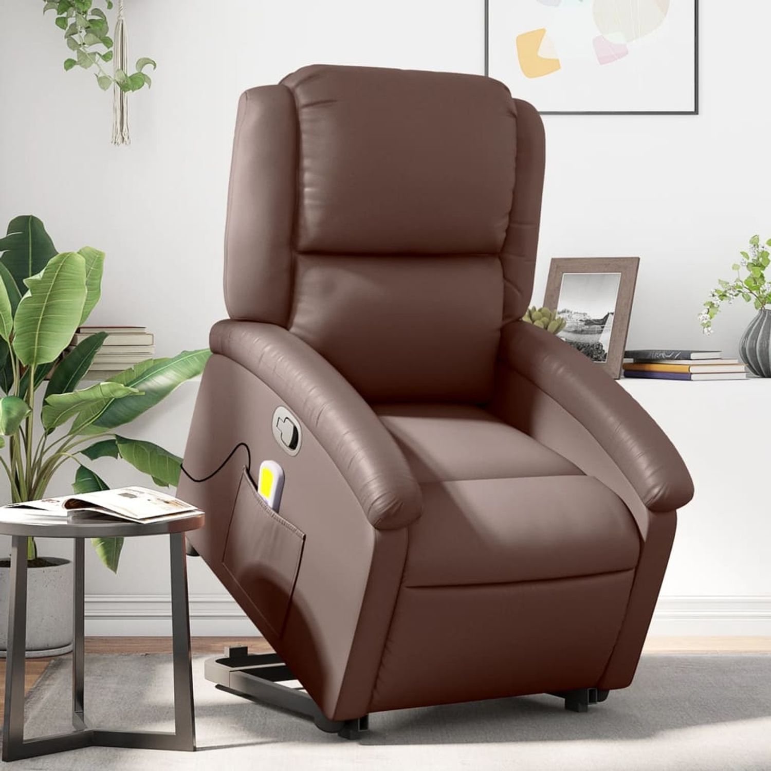 vidaXL Massagesessel mit Aufstehhilfe Braun Kunstleder 3204235 Bild 1