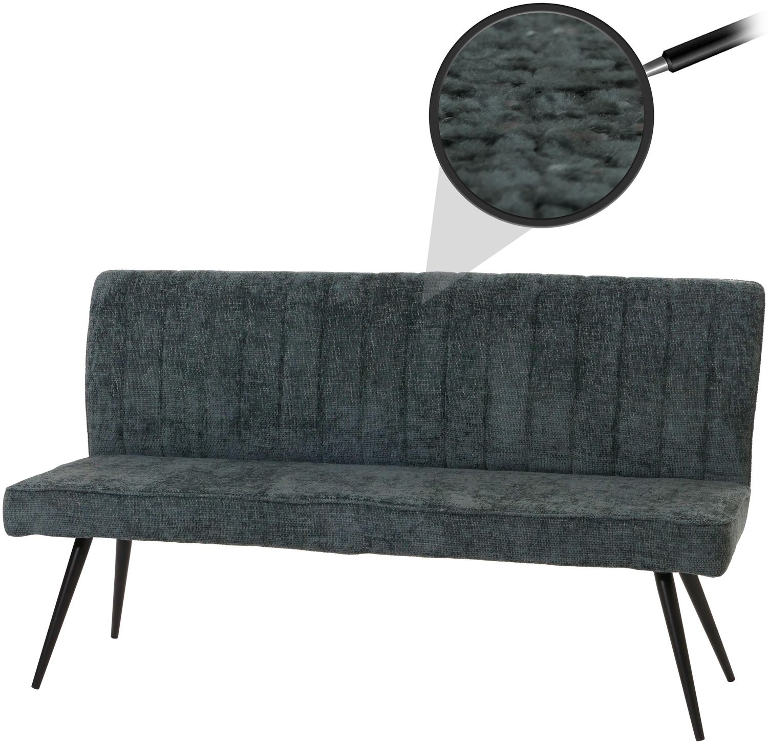 Sitzbank HWC-K16, Esszimmerbank Bank Polsterbank, Rückenlehne Stoff/Textil Chenille Metall 160cm ~ blau-grün Bild 1