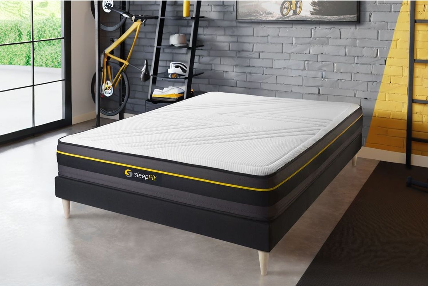 Matratze ACTIVE 130x210 cm + Bettgestell mit Lattenrost, H4, Memory-Schaum, Höhe: 24 cm, Schwarz Bild 1
