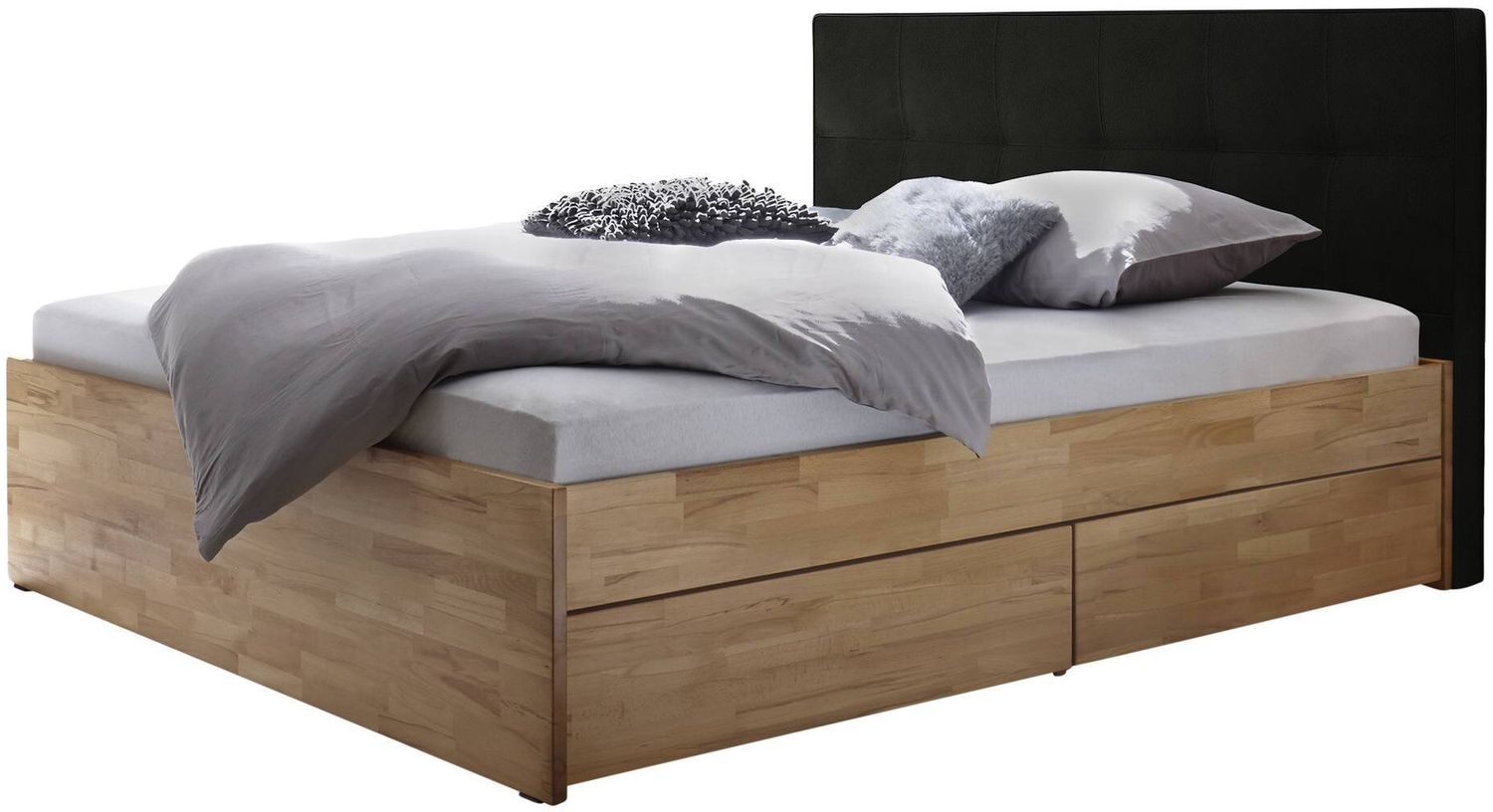 Hasena pronto - Wood Otello Massivholzbett 160x200 Kernbuche natur, geölt 336-Kul smoke Bild 1